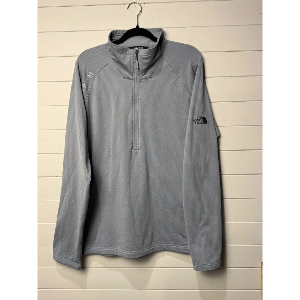 The North Face Echo Rock 1/4 Zip Mens XL Grey Waffle Grid Fleece Pullover Jacket
